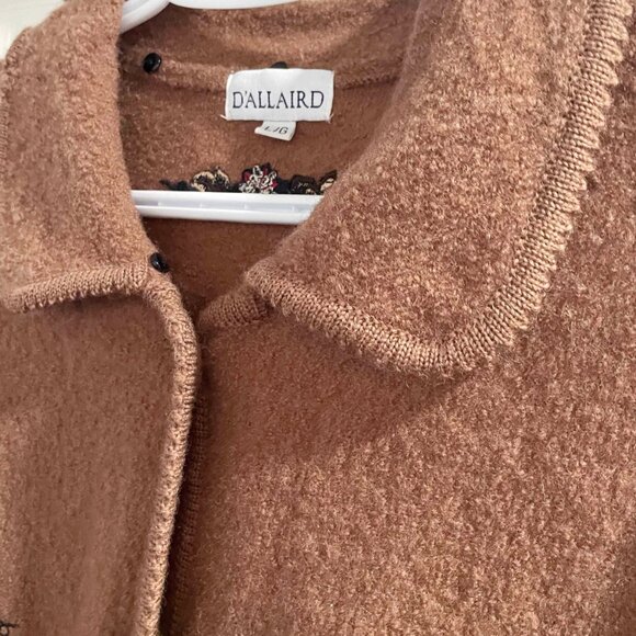 Vintage 90s Floral Embroidered Wool Coat - Medium/Large - Picture 6 of 7